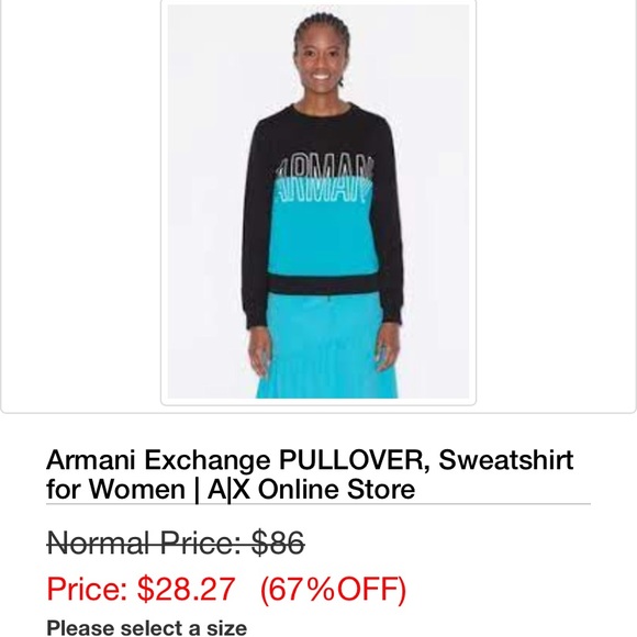 Armani Exchange sweater xs, no zip. Black with a blue bottom on the front. - Picture 4 of 4